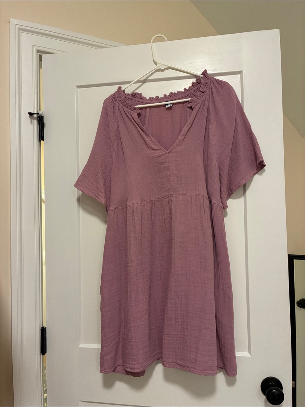 Old Navy Mauve V-Neck Short-Sleeve Babydoll Tunic